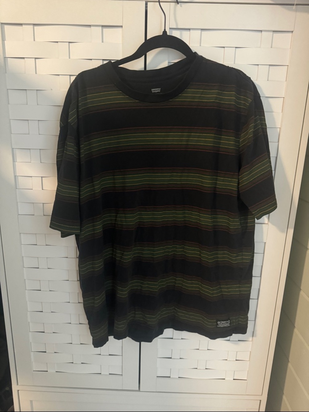 Levi's Black T-Shirt with Green Stripes